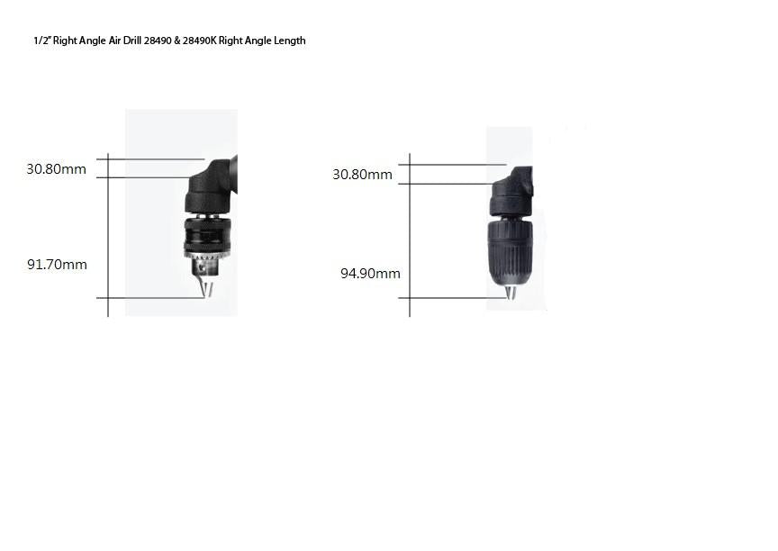 Master Palm 1/2" Pneumatic Right-Angle Drill Reversible with A Side Handle and Quick-Change Chuck - 500RPM, 0.5HP